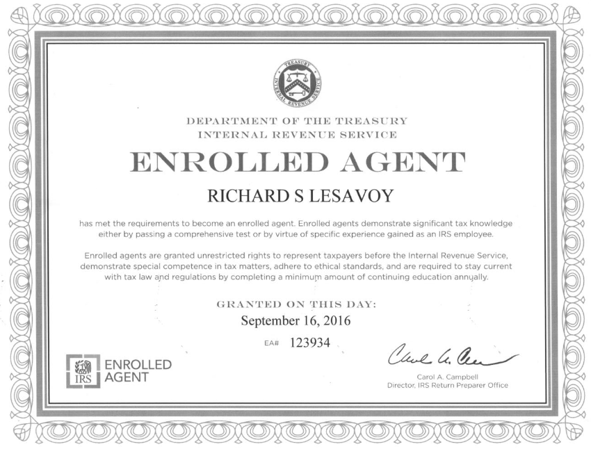 photo: Enrolled Agent Certification